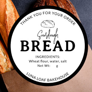 Black White Logo Bakery Sourdough Bread Sticker