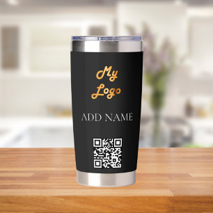 Black white logo business corporate insulated tumbler