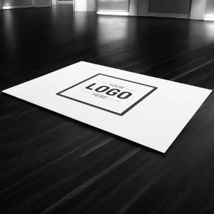 Black White Logo Business Promotional Outdoor Rug