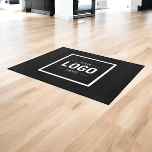 Black White Logo Business Promotional Outdoor Rug