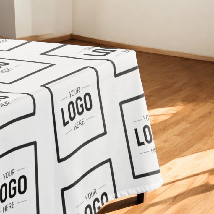 Black White Logo Business Promotional Tablecloth