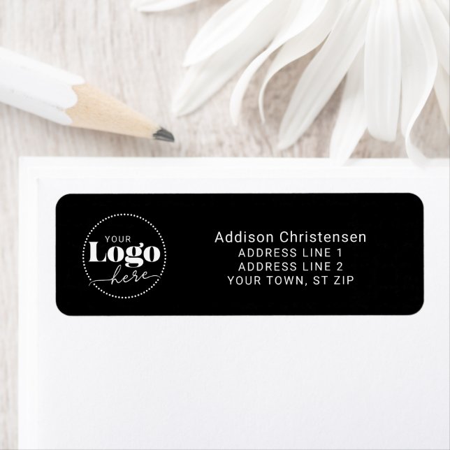 Black White Logo Company Return Address Labels (Insitu)