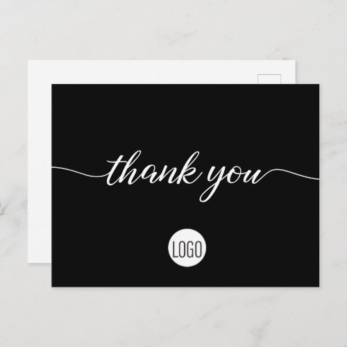 Black White logo Customer Appreciation Thank you Postcard