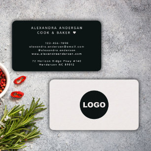 Black White Logo Home Baker Caterer Business Card