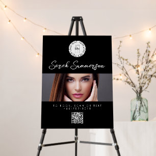 Black White Logo QR Code Photo Makeup Studio Foam Board