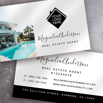 Black White Logo Real Estate  Business Card by Sullivan_Street at Zazzle