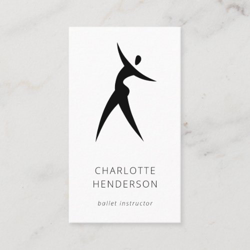 Black White Logo Silhouette Dance School Academy Business Card