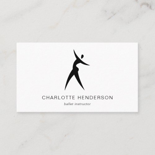 Black White Logo Silhouette Dance School Academy Business Card