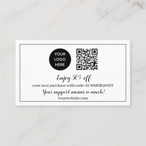 Black White Logo Thank you Business Reward Punch Loyalty Card