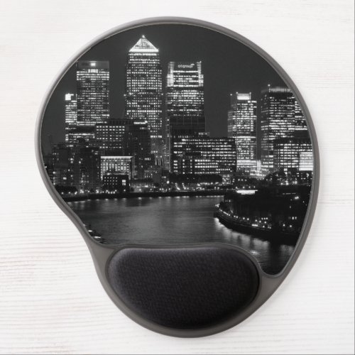 Black White London City Night UK Travel Gel Mouse Pad
