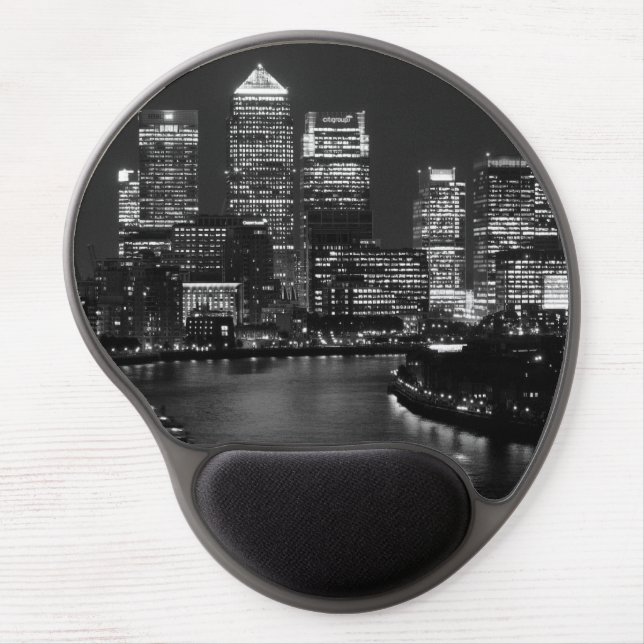 Black White London City Night UK Travel Gel Mouse Pad (Front)