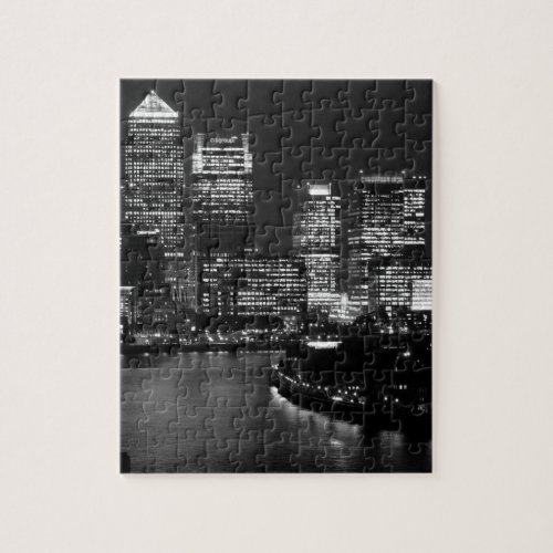 Black White London City Night UK Travel Jigsaw Puzzle