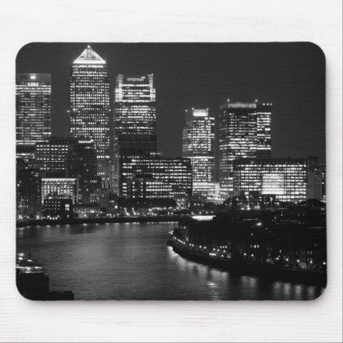 Black White London City Night UK Travel Mouse Pad