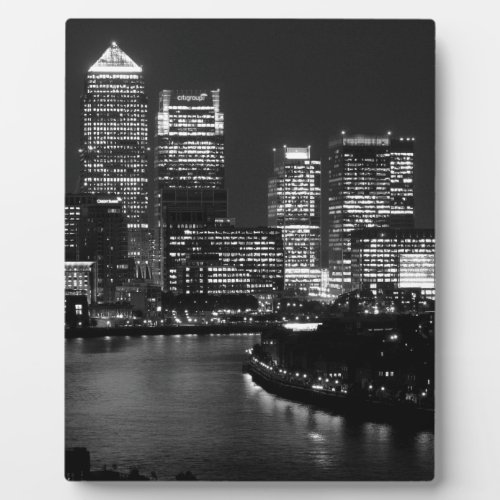 Black White London City Night UK Travel Plaque