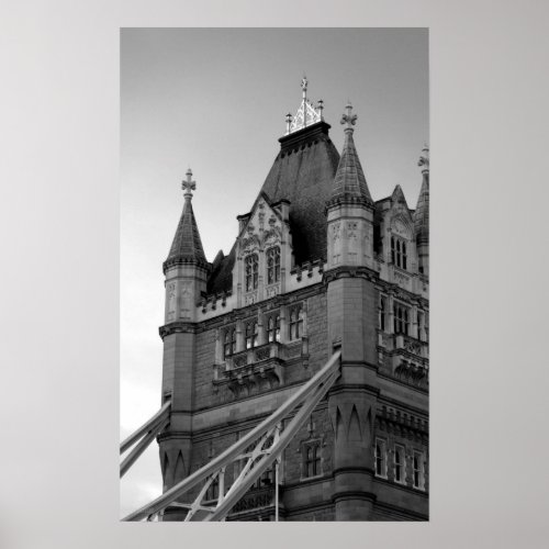 Black White London Tower Bridge Close_Up Poster
