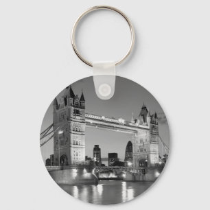 Black White London Tower Bridge Keychain