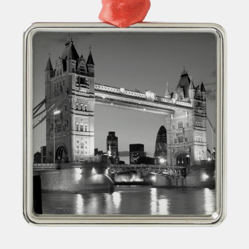 Black White London Tower Bridge Metal Ornament