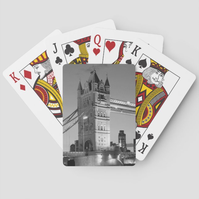 Black White London Tower Bridge Poker Cards (Back)