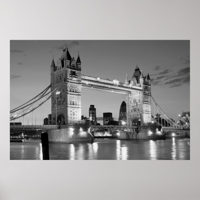 Black White London Tower Bridge Poster (Front)