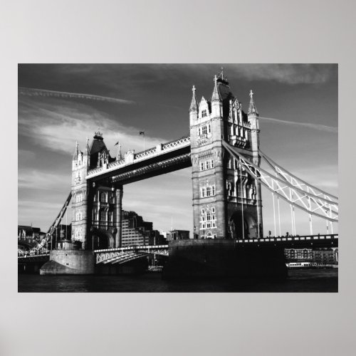 Black  White London Tower Bridge Poster