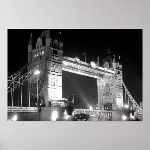 Black White London Tower Bridge Poster