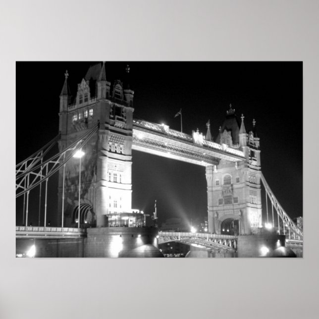 Black White London Tower Bridge Poster (Front)