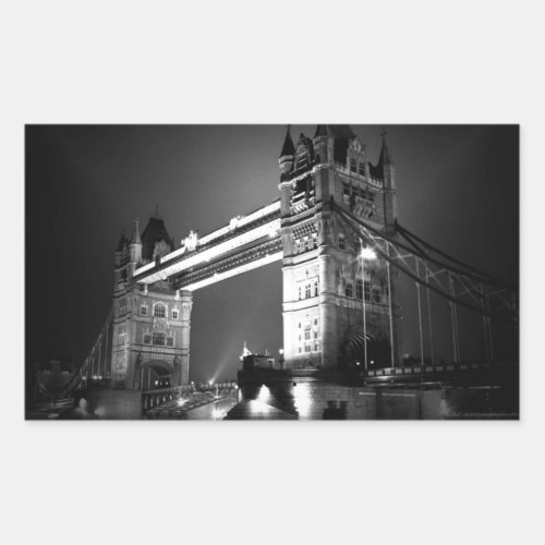 Black  White London Tower Bridge Rectangular Sticker