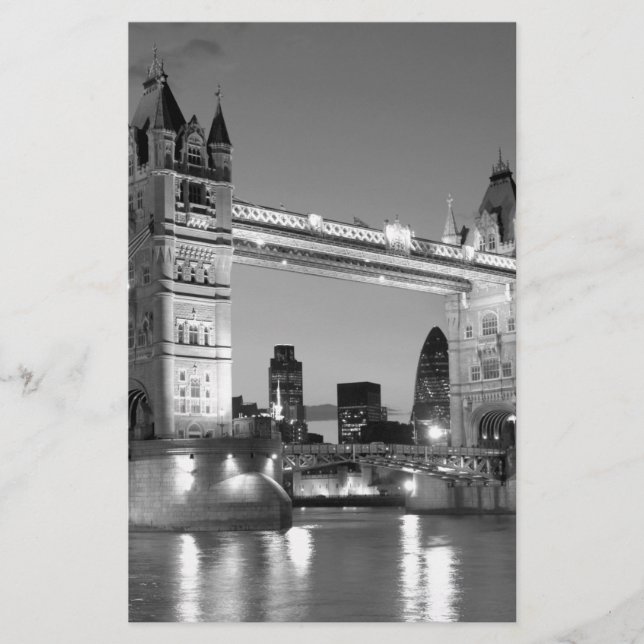 Black White London Tower Bridge Stationery (Front)