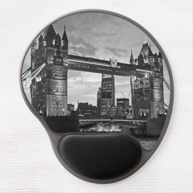 Black White London Tower Bridge UK Travel Gel Mouse Pad (Front)