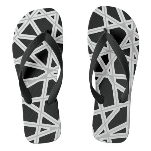 Black white long stripe  flip flops