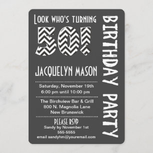 Black/White Look Who's Turning 50 Birthday Invite