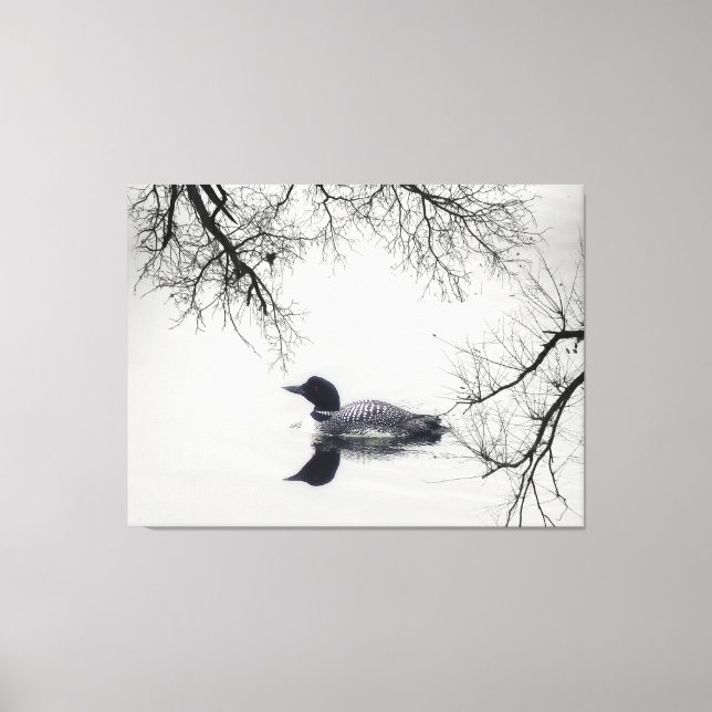 Black  white loon lake Canvas Print (Front)