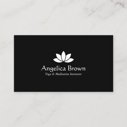 Black  White Lotus Flower Business Card