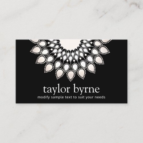 Black White Lotus Flower Mandala Business Card