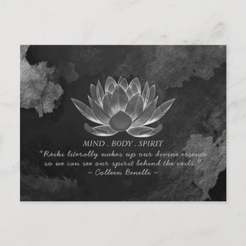 Black White Lotus Yoga Meditation Instructor Quote Postcard