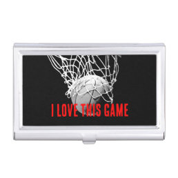 Black &amp; White Love Basketball Business Card Case