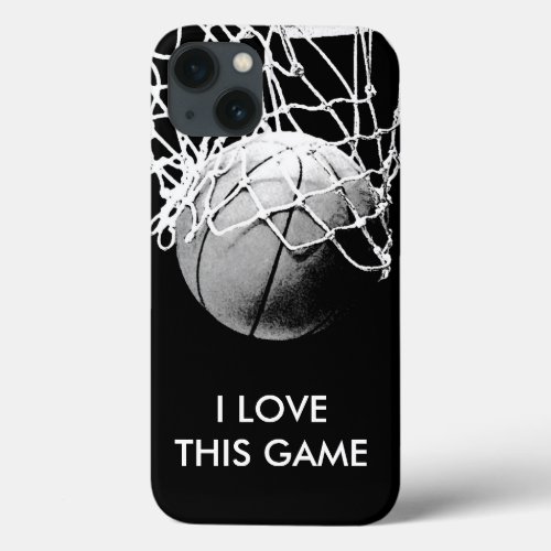 Black  White Love Basketball iPhone 13 Case