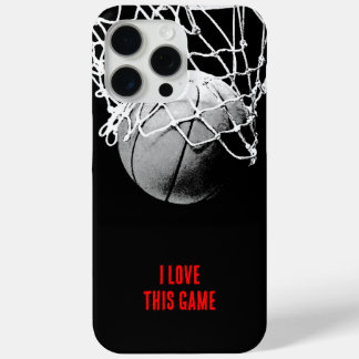 Black & White Love Basketball iPhone 15 Pro Max Case