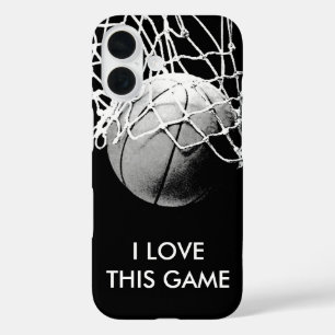 Black & White Love Basketball iPhone 16 Case