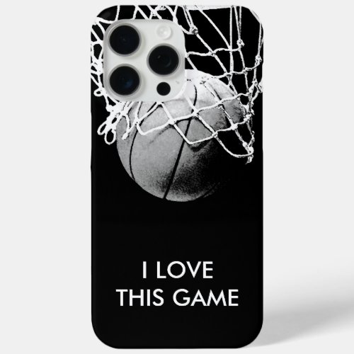 Black  White Love Basketball iPhone 15 Pro Max Case