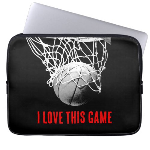Black  White Love Basketball Laptop Sleeve