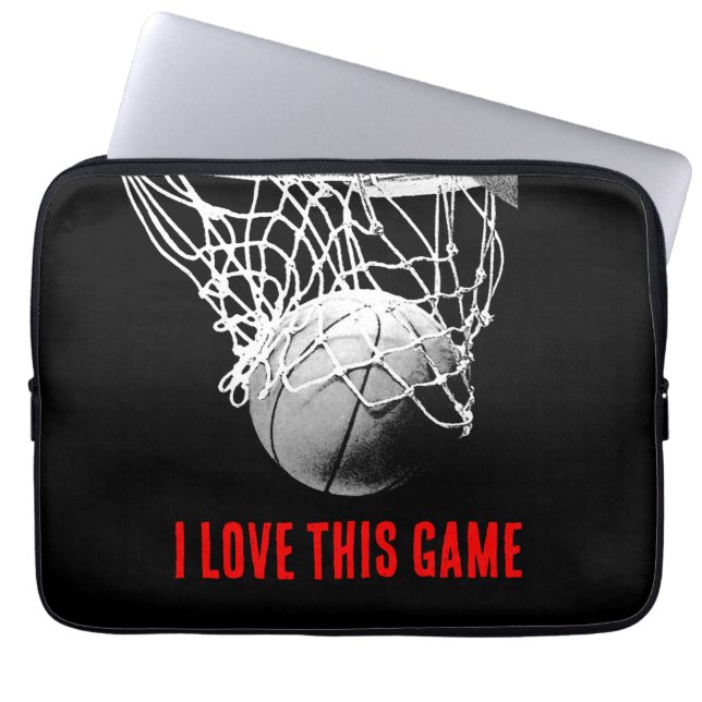 Black & White Love Basketball Laptop Sleeve (Front)
