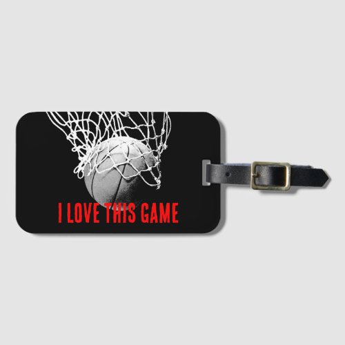 Black  White Love Basketball Luggage Tag