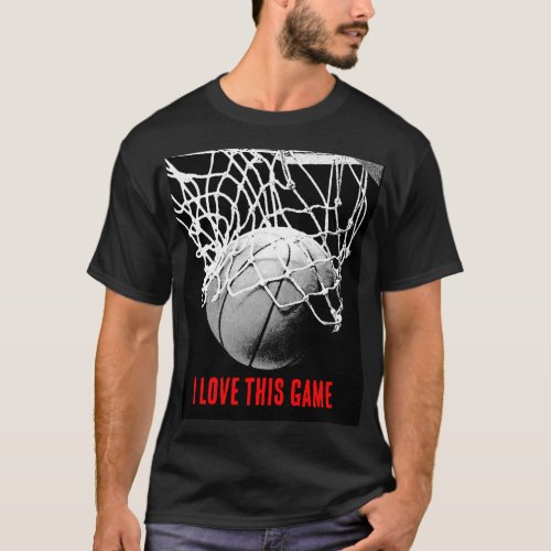 Black  White Love Basketball T_Shirt