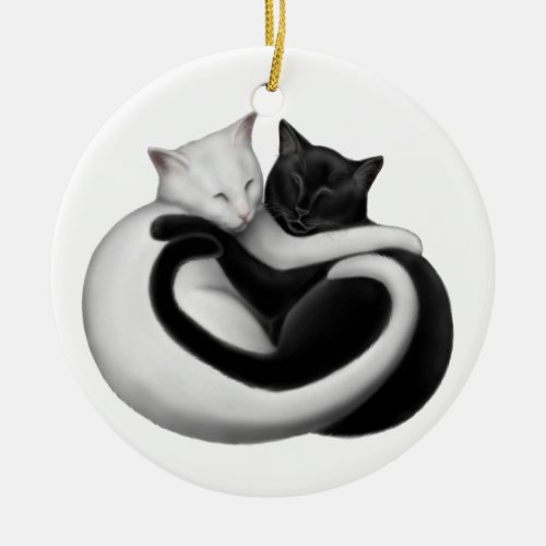 Black  White Love Cats Ornament