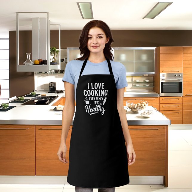 Black white love cooking fun humor quote apron (Creator Uploaded)