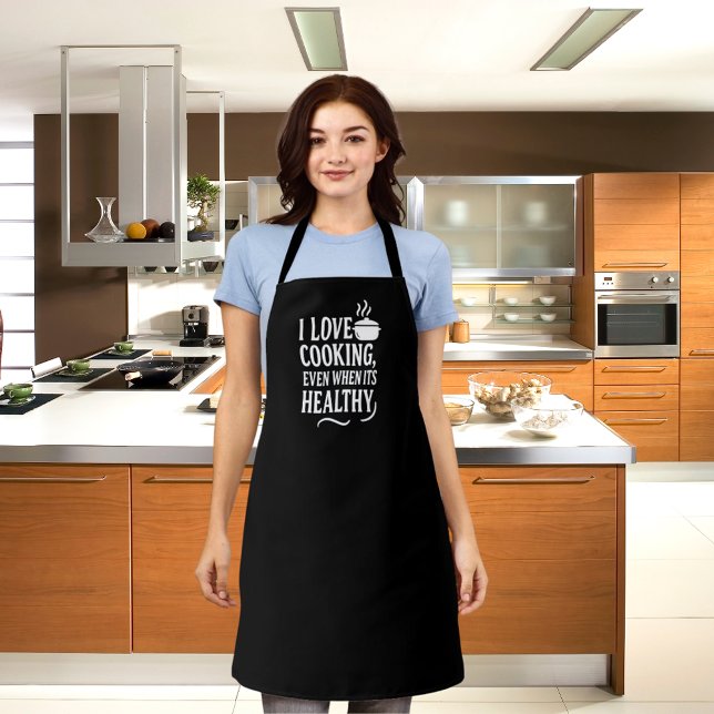 Black white love cooking fun humor quote apron (Creator Uploaded)