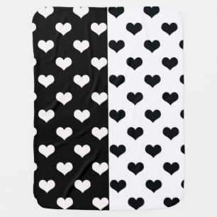 Black White Love Heart Pattern Baby Blanket