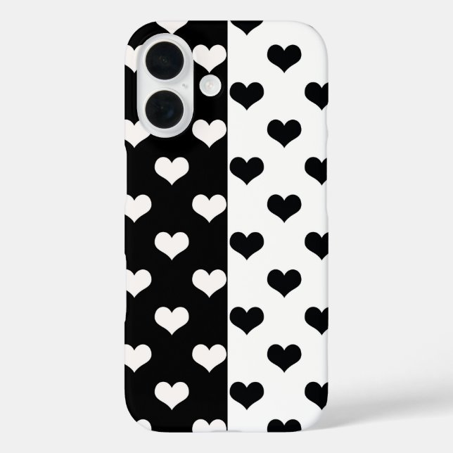 Black White Love Heart Pattern Case-Mate iPhone Case (Back)
