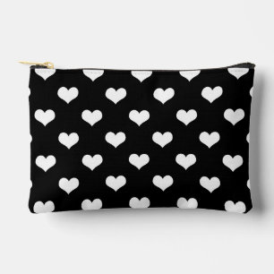 Black White Love Heart Pattern Design Accessory Pouch